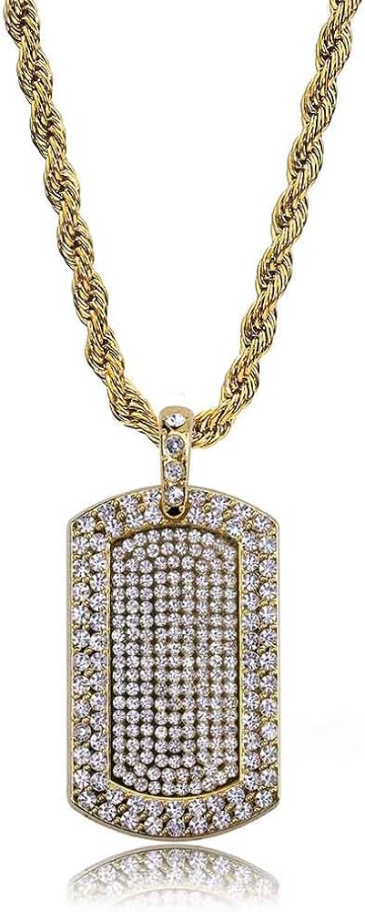 bling dog tag necklace