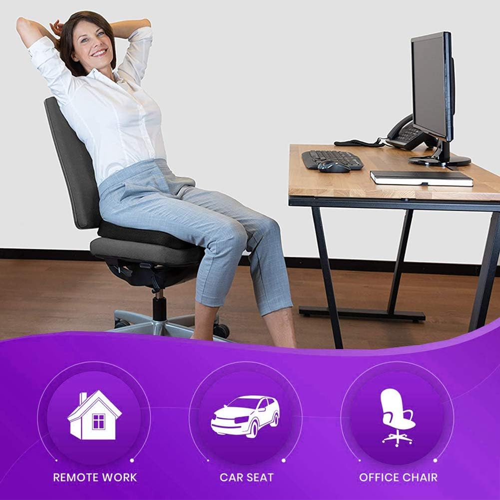 Gel Seat Cushion - Purple Enhanced Double Non-Slip Seat Cushion for Tailbone Pain Relief - Seat Cushion for The Car Or Office Chair - Sciatica & Back Pain Relief: Kitchen & Dining