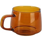 TOPINCN Glass Coffee Mugs with Handle Borosilicate Cup Glass Milk Mug Transparent Coffee Cup Transparent Tea Cup for Hot Cold Beverages 250ML (Amber)