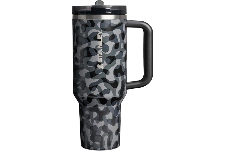 STANLEY Quencher ProTour Flipstraw Tumbler, 40 oz, Black Interfusion | Built-In Straw & Handle | Cupholder Compatible for Travel | Leakproof Insulated Stainless Steel Cup | BPA-Free