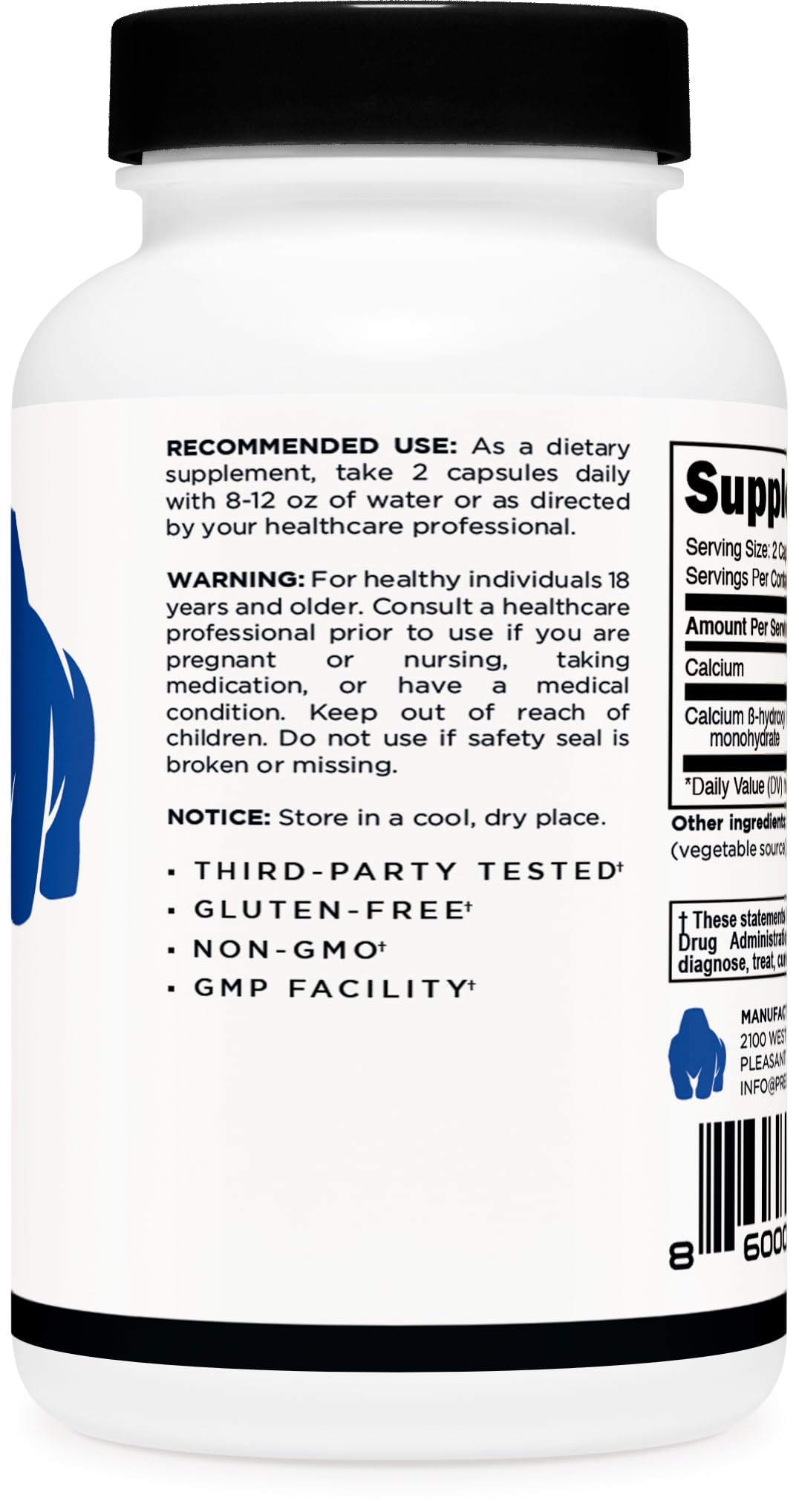 Primal HMB (1000mg, 120 Capsules) | Athlete Formula, Gluten-Free, Non-GMO, 60 Servings