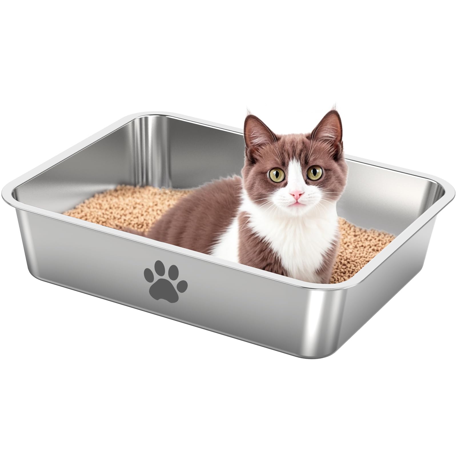 Photo 1 of *USED*
Stainless Steel Cat Litter Box,Metal Kitten Litter Pan, High Side Cats Toilet Indoor Litter Tray Pet Toilet Supplies for Cats, Kitty,Rabbits, Easy Clean, Non Stick Litter Box, No Smell