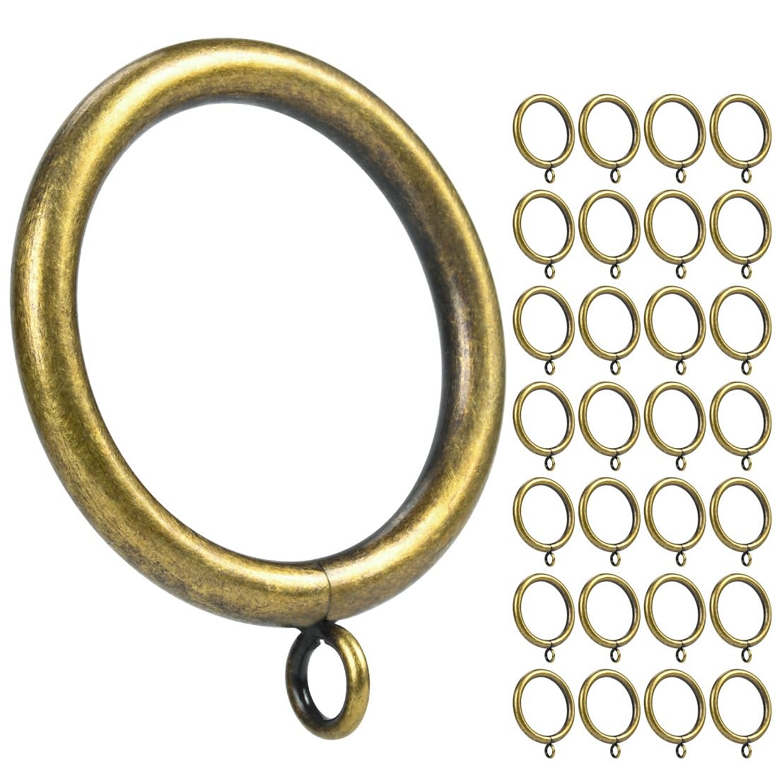 6.2 mm Wire Diameter Curtain Rings with Eyelets, Inner Diameter 44 mm Metal Ring, Fit for Curtain Rods Below 38 mm (Old Bronze 29 Pieces)