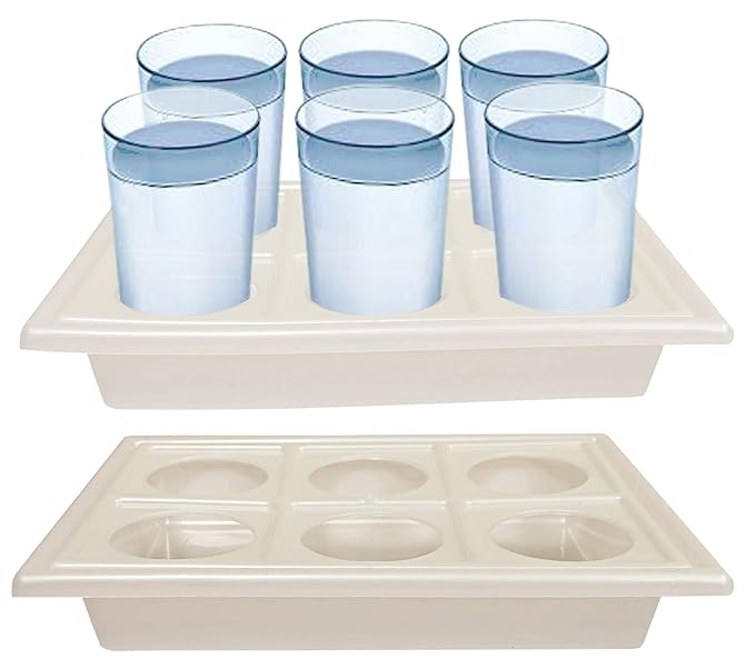 Buy Kuber Industries Plastic 6 Slots Glass Holder TrayPack of 2 (White