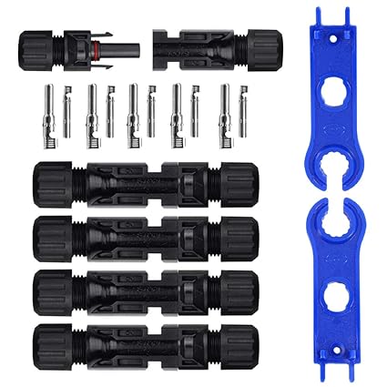 Hotetey Mc4 Malefemale Solar Panel Cable Connectors 5 Pairs Double Seal Rings Waterproof Solar Panel Cable Connectors With 2 Pack Mc4 Assembly Tool
