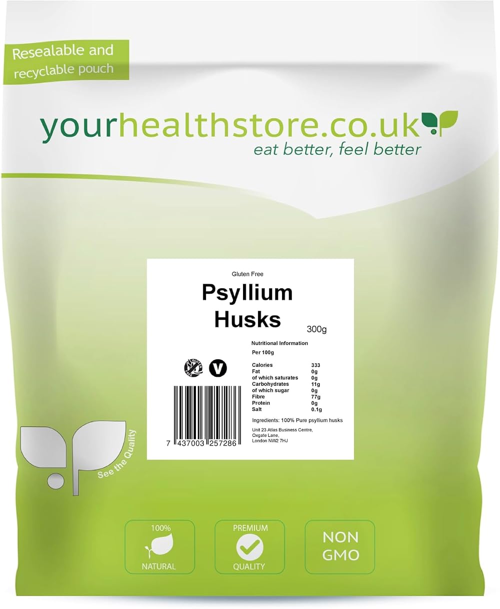 yourhealthstore Blond Psyllium Husk 300g Whole Non GMO Gluten Free Vegan