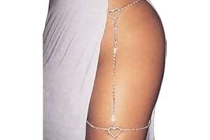 RIYMUSRY Rhinestone Heart Leg Chain Rhinestone Thigh Chain Silver Crystal Leg Chain Rhinestone Waist Chain Belly Jewelry for Women Party(Waist)