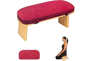 FELIZMAX Meditation Bench with Cushion Foldable Ergonomic Bamboo Kneeling Stool Seiza Bench Wooden Meditation Stool Chair Zen Lotus Yoga Stool Floor Sitting Prayer Bench Removable Pillow