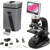 Celestron TetraView LCD Digital Microscope with 180&deg; Swivel Screen | Digital Microscope with LCD Screen for Classroom or Lab, Capture Photos &amp; Video, Up to 1600x Power, Great for Students