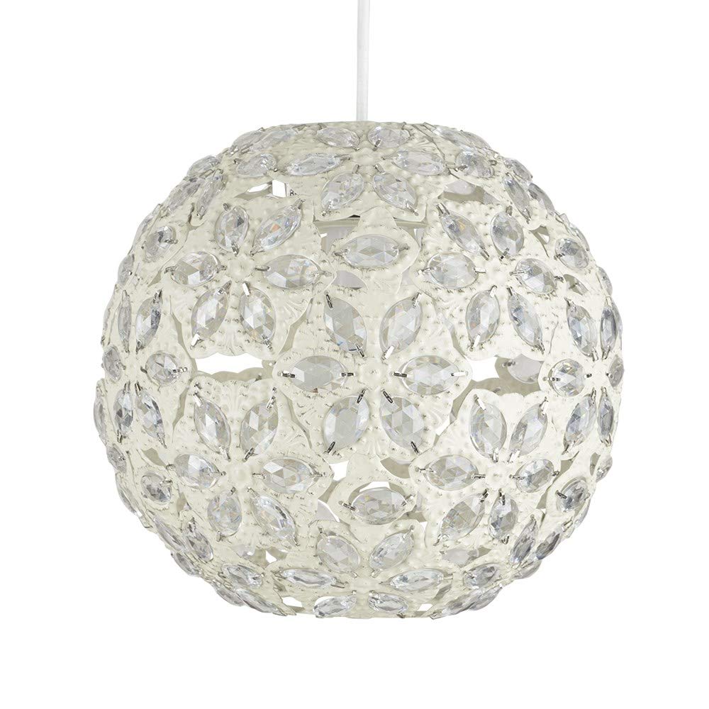 MiniSun | Contemporary Moroccan Style Shabby Chic Cream Metal Jewelled Ball Ceiling Pendant Light Shade | Pendant Lights, Home Décor & Improvement Essential | 26cm Shade Width