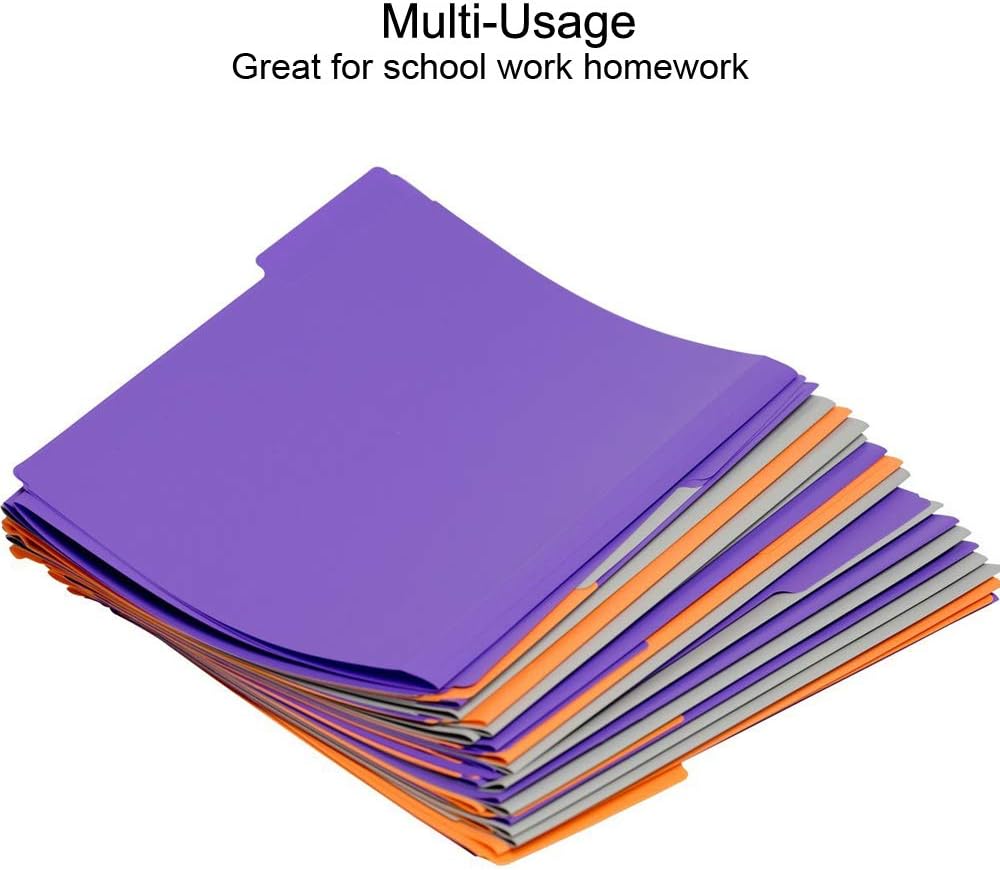 Plastic File Folders 50PCS Heavy Duty Plastic Folders 1/3 Cut Tab Letter Size Assorted Colors for Organizing and Easy File Storage Plastic File Folders Colored : Office Products