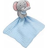 Halloscume Baby Security Blanket Soft Stuffed Crochet Animal Security Blanket Lovey Nursery Gifts for Baby Boys and Girls Newborn Infant (Elephant)