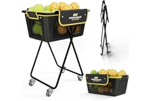 PodiuMax Pickleball Tennis Ball Hopper, Holds 180 Tennis-Balls or 150 Pickle Balls, Foldable Pickleball Caddy for Men Women Teen, Waterproof Tennis Ball Basket for Learners & Coaches