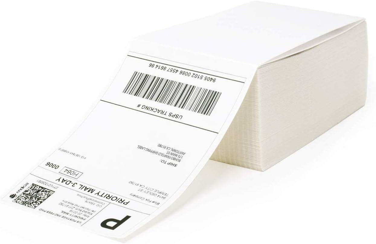 NETUM 4" x 6" Fanfold Direct Thermal Labels, White Shipping Mailing Postage Labels, Perforated, Permanent Adhesive(1 Stacks
