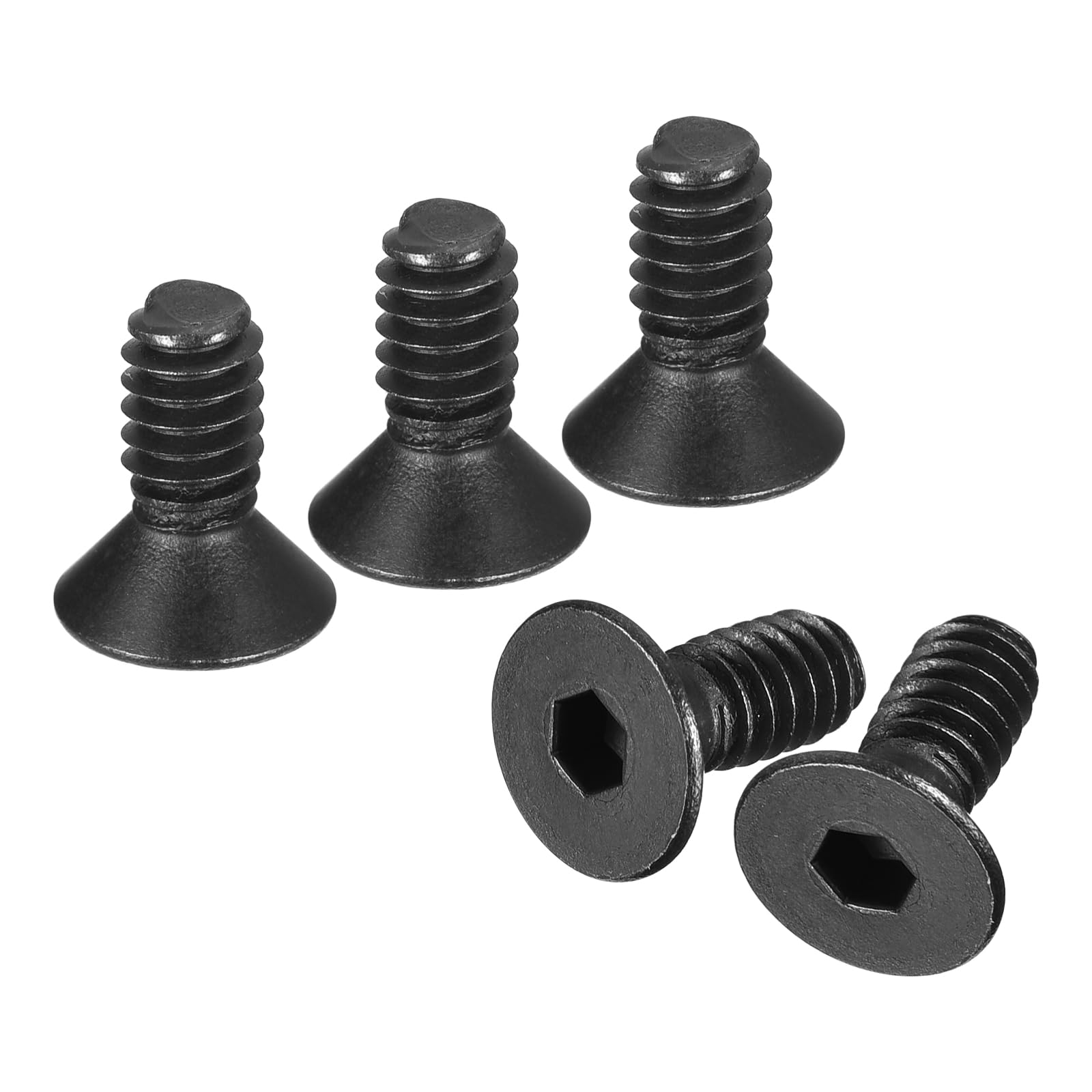 uxcell #6-32x3/8" Flat Head Socket Cap Screws, 10.9 Grade Carbon Steel Hex Socket Countersunk Flat Head Screw Bolts Machine Screws Fasteners, Fully Threaded, Black Oxide, 20Pcs