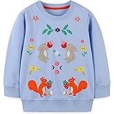 FreeLu Girls Cotton Pullover Sweatshirts Kids Cute Cartoon Printed Crewneck Tops