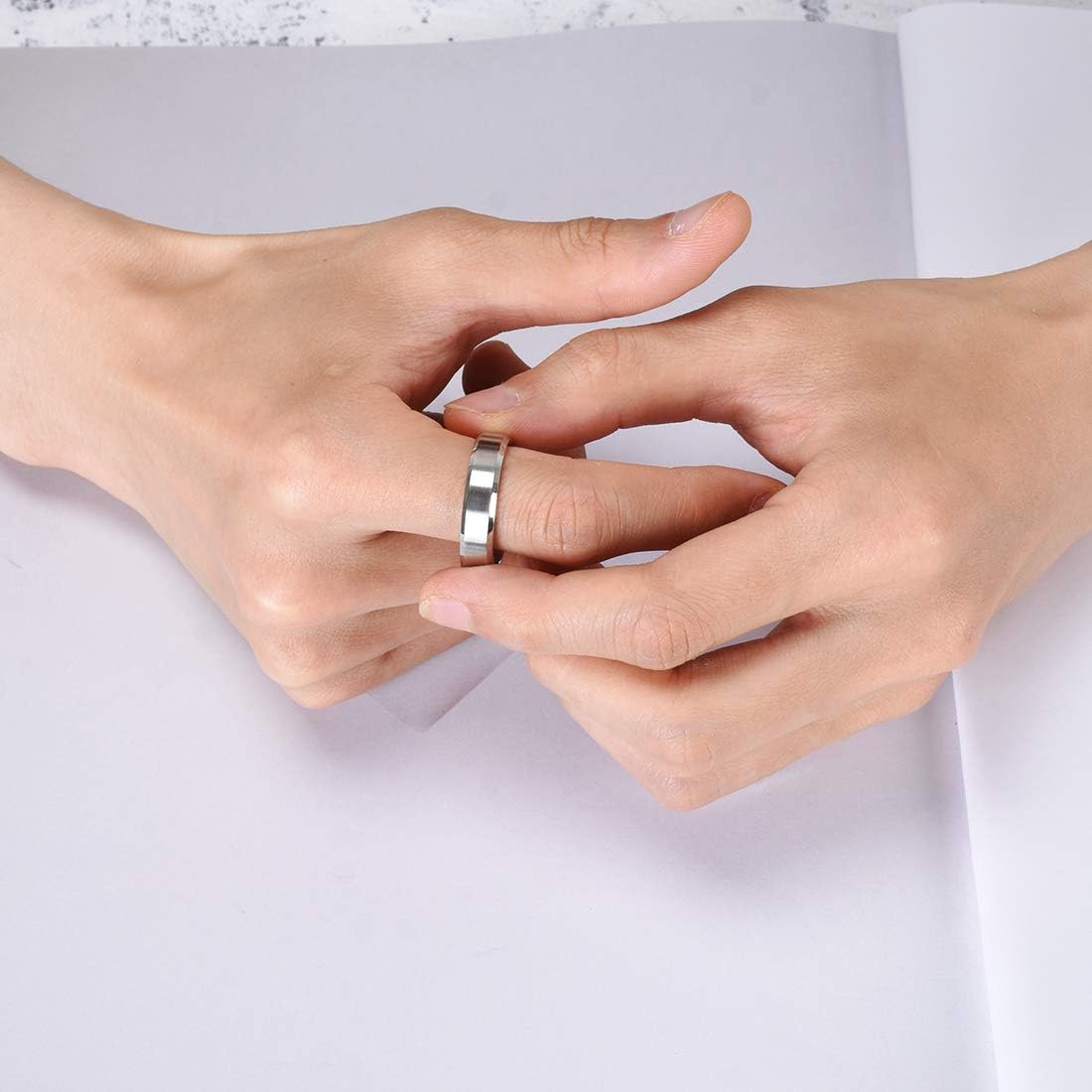 King Will 4mm/6mm/8mm Stainless Steel Ring Matte Finish & Polished Beveled Edge with I Love You|