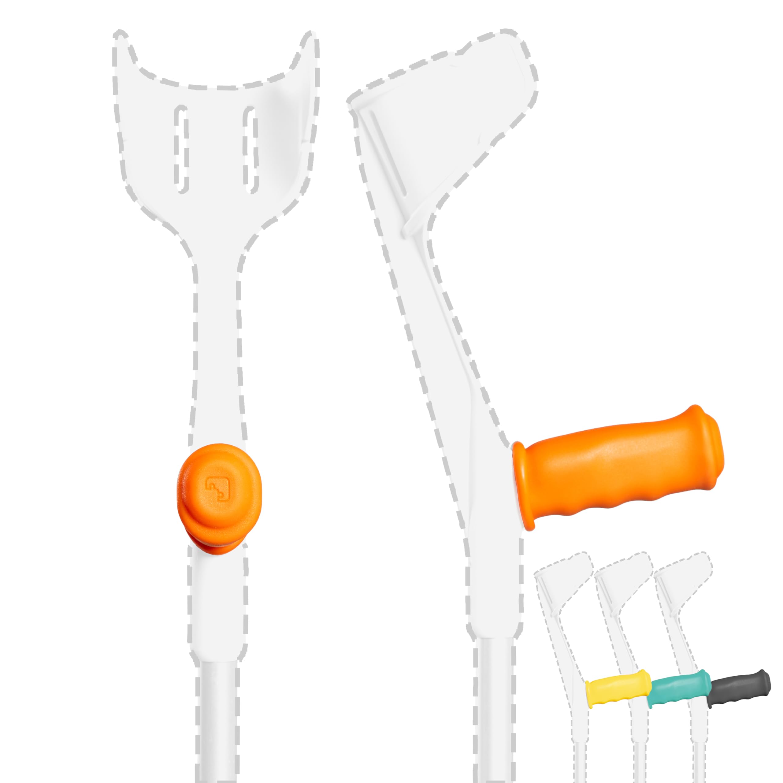 MySleeve - Crutches handle pads, Crutch Handle Covers with Gel Pads, Prevents Falling Crutches and Sore Hands, Comfy Crutch Grips with Magnet (Orange)