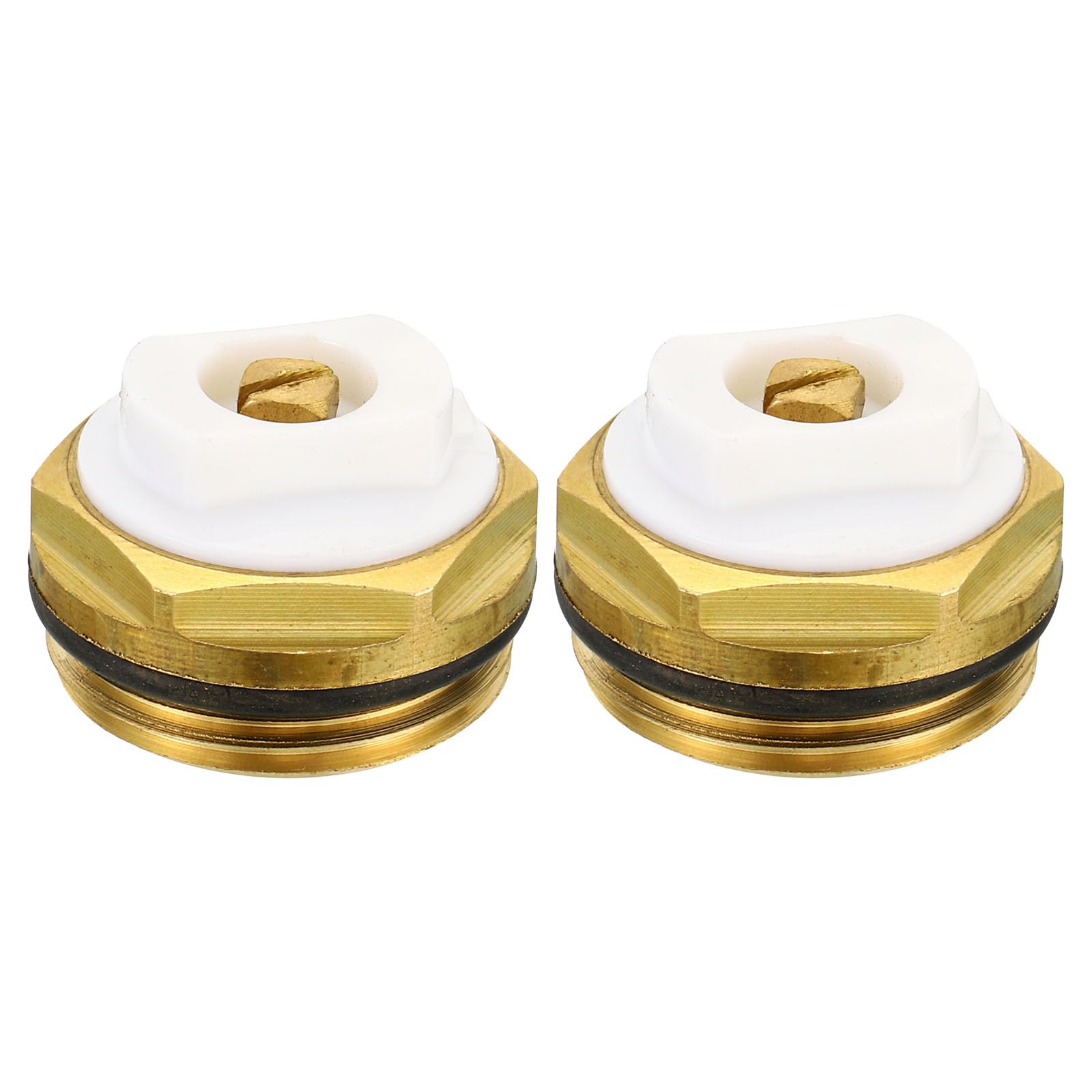 PATIKIL 3/4" BSP Male Thread Manual Radiator Air Vent Plug Valves, 2 Pack Brass Plug for Radiator Heater, Gold White