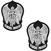2 Pcs Saint Michael Protect Us Hook and Loop Embroidered Patch Tactical Military Army Combat Patch for Clothes Clothing Jacket Jeans Unifrom Backpack Bags Vest Harness -4.7x3.5 inch