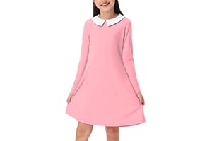 Remimi Girl's Halloween Party Dress Peter Pan Collar Dress Long Sleeve Polo Dresses 5-14 Years