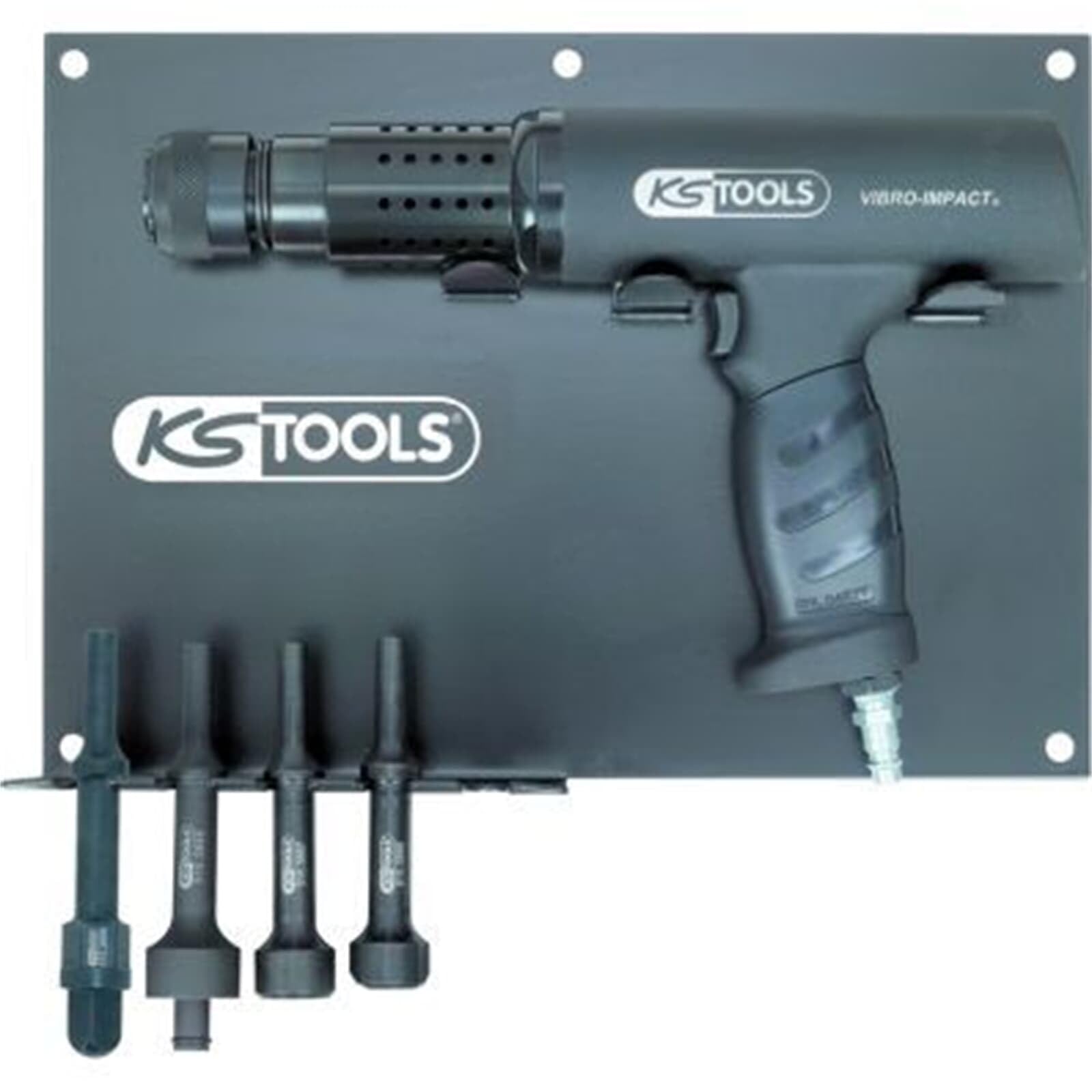 KS Tools 515.3880 Compressed Air Chisel Hammer Set with Holder (6 Pieces)
