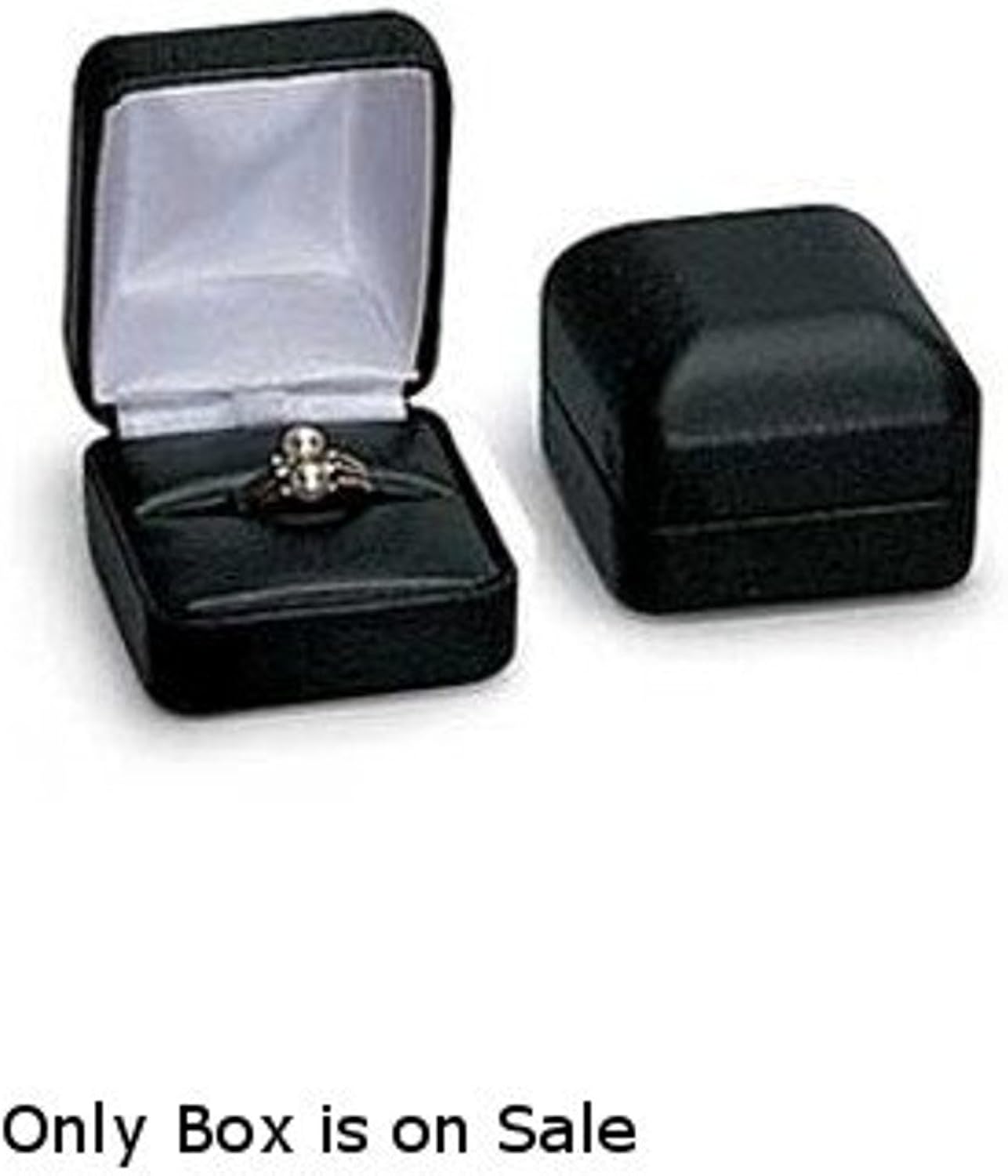 Ring Box Black Faux Leather 2.125 x 1.875 x 1.5 Inches