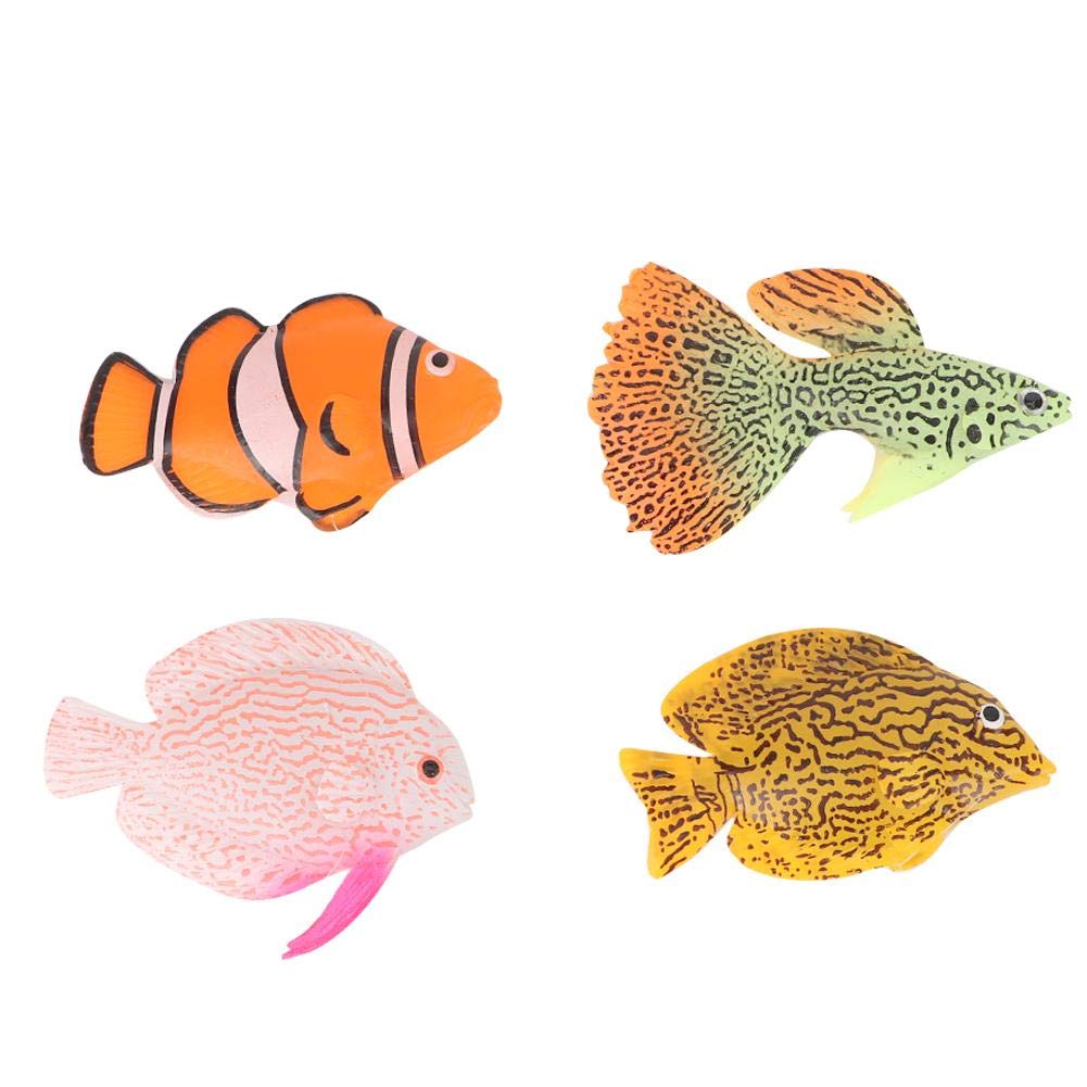 Pssopp 4Pcs Moving Fish Aquarium Luminous Silicone Aquarium Artificial Fish Fake Fish Moving Fishes Fish Tank Landscape Decorations Floating Ornament