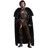 L'VOW Deluxe Medieval Viking Fur Cloak Renaissance King Cape with Fur Collar Velvet Cape for GoT Cosplay Halloween