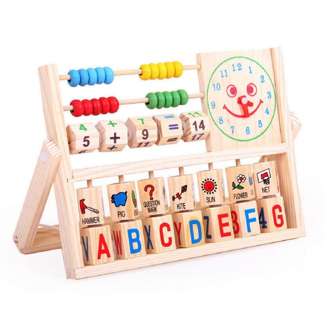 OFKPO Multipurpose Baby Wooden Educational Alphabet Abacus Toys Montessori Teaching Tool for Kids Wooden Toys