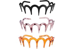 Fukaisu 3pcs Comb Headband for Women, Plastic Comb Headbands with Teeth Retro High Cranium Hair Hoop for Women Hair Accessory