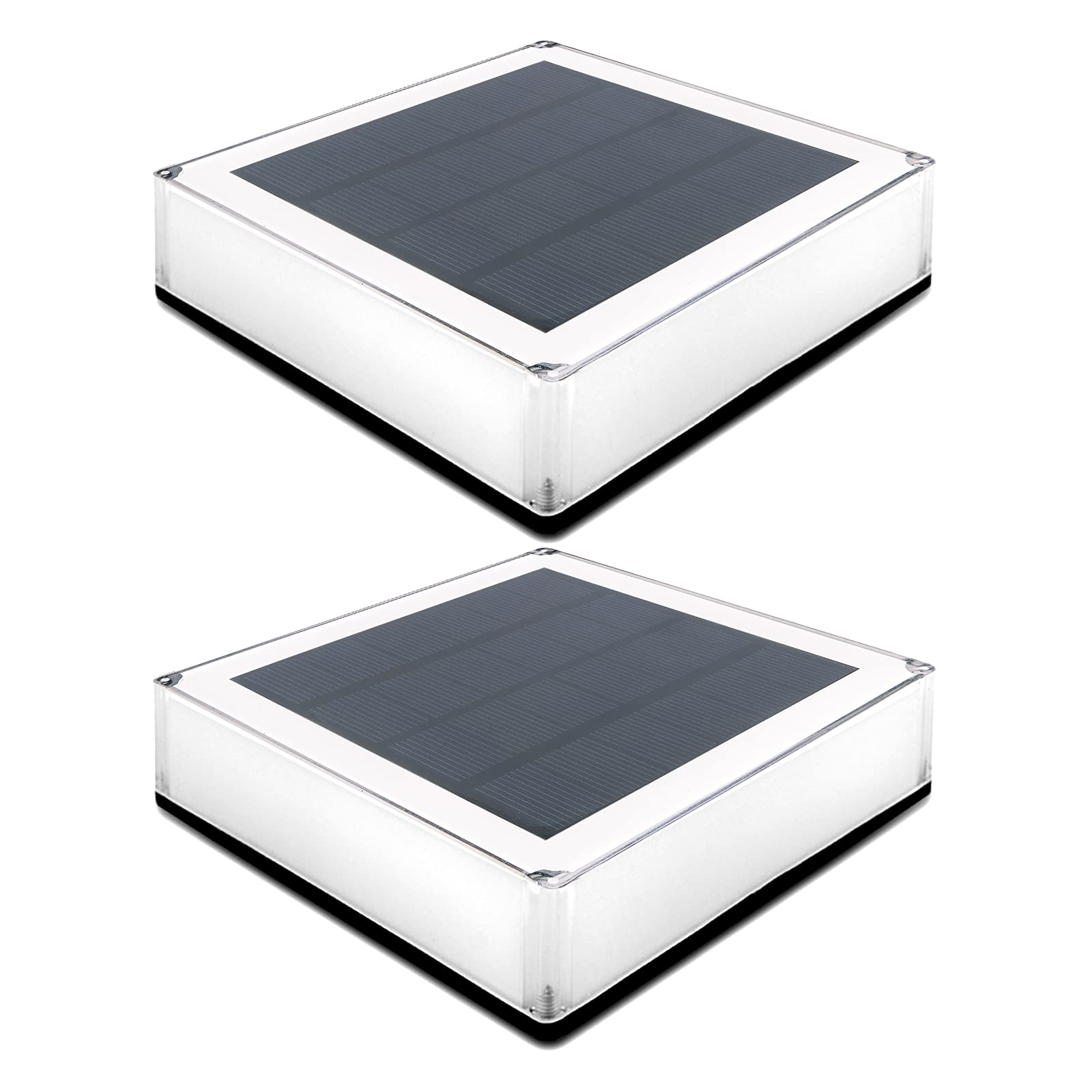 ILIKEPOW 2pcs Solar Lights Outdoor for Posts, Deck, Fence, Patio, Garden Post Cap Lamp Waterproof Lighting Colour Temperature Adjustable 3000K, 4000K, 6000K