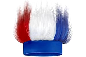 Patriotic Hairy Headband, Red White Blue Troll Wig Hat and Costume Accessory for 4th of July, Halloween Cosplay Funny Wigs, f