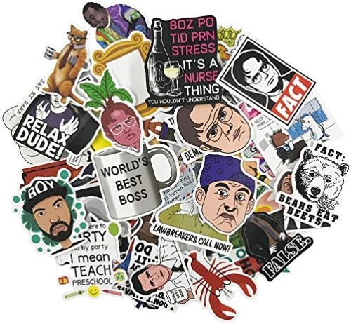 The Office Sticker 50pcs Pack, Waterproof Vinyl Water Bottle Computer MacBook Window Notebook Car Skateboard Motorcycle Bicycle Luggage Guitar Bike Decal