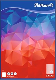 Pelikan 100052 Schulblock A4, 50 Blatt, Lineatur 28 (kariert), Schulschreibpapier, 90g/m², FSC Mix, weiß