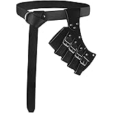 Haakong 2 Pcs Medieval Sword Belt with Sword Frog Holster Adjustable Rapier Sword Holster Renaissance Renaissance Belt Knight Costume Accessory for Halloween (Black, Medium)