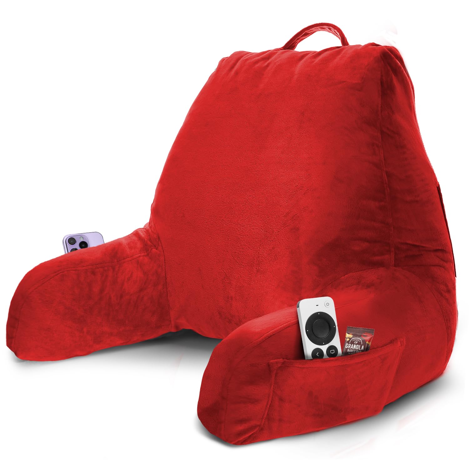 Photo 1 of Nestl Reading Pillow with Shredded Memory Foam, Designed for Sitting Up in Bed and Couch, Back and Arms Adjustable Support for Adult & Teens Backrest Pillows for Reading with Washable Cover Cherry Red