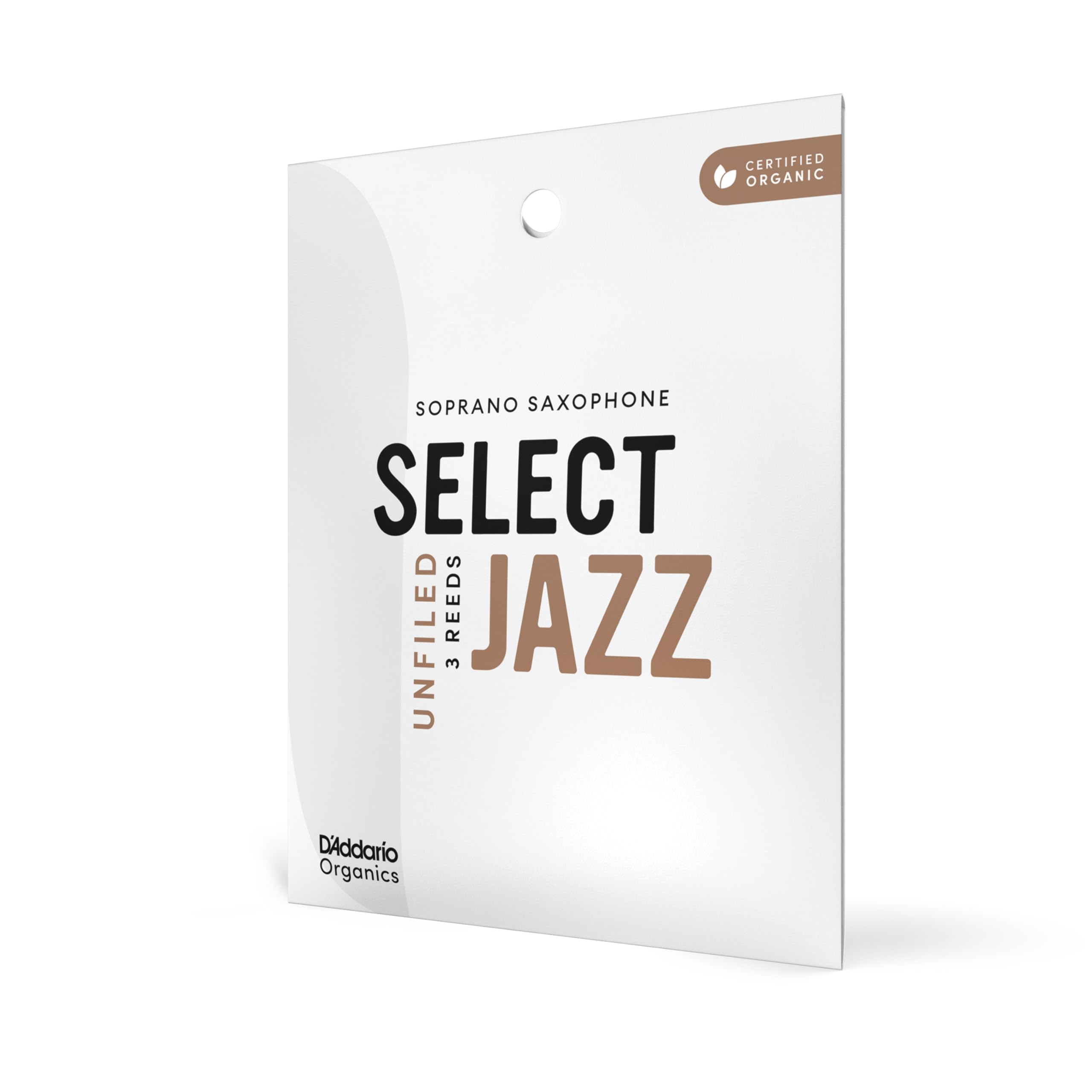 D'Addario Organic Select Jazz Unfiled Soprano Saxophone Reeds - Sax Reeds - Individually Sealed - 2 Medium, 3 Pack