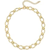 SHANTYSON Chunky Necklace for Women 18K Gold Plated Statement Adjustable Thick Link Chains Paperclip Chain Choker Trendy Fashion Jewelry Gifts