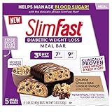 SlimFast Diabetic Weight Loss Meal Replacement Bar, Double Chocolate Cookie Dough, 5 Count