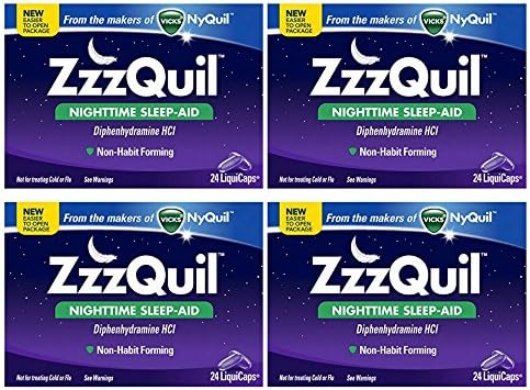 Vicks ZzzQuil Nighttime Sleep-Aid Liquicaps 24 Count (4 pack)