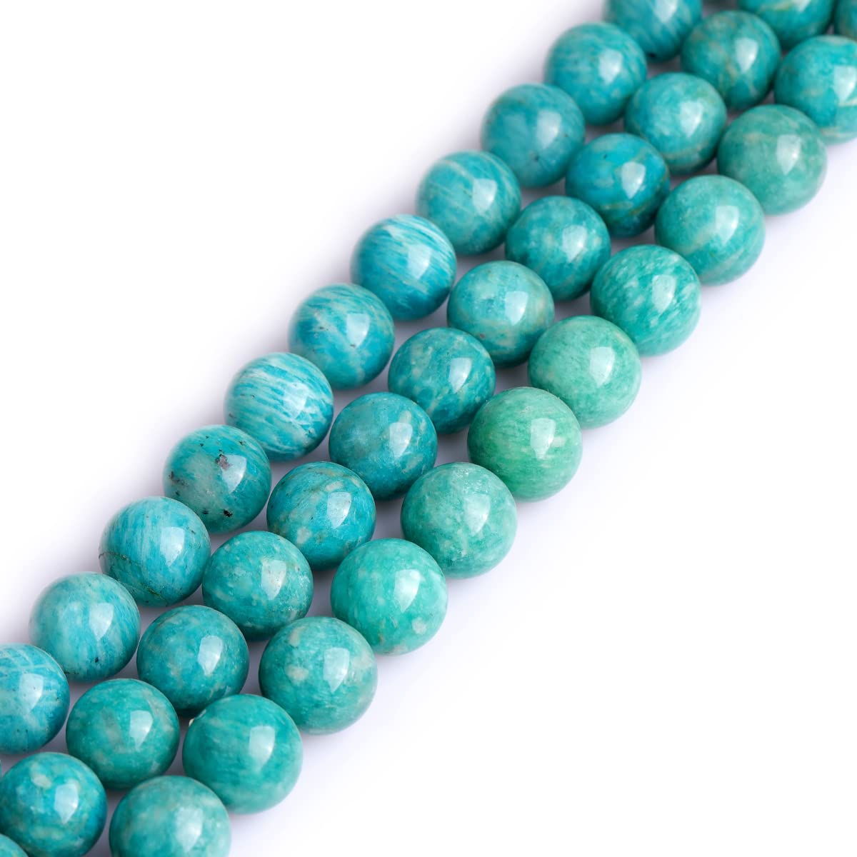 GEM-Inside Natural 12mm Green Amazonite Round Gemstone Semi Precious Loose Beads for Jewellery Making 15''