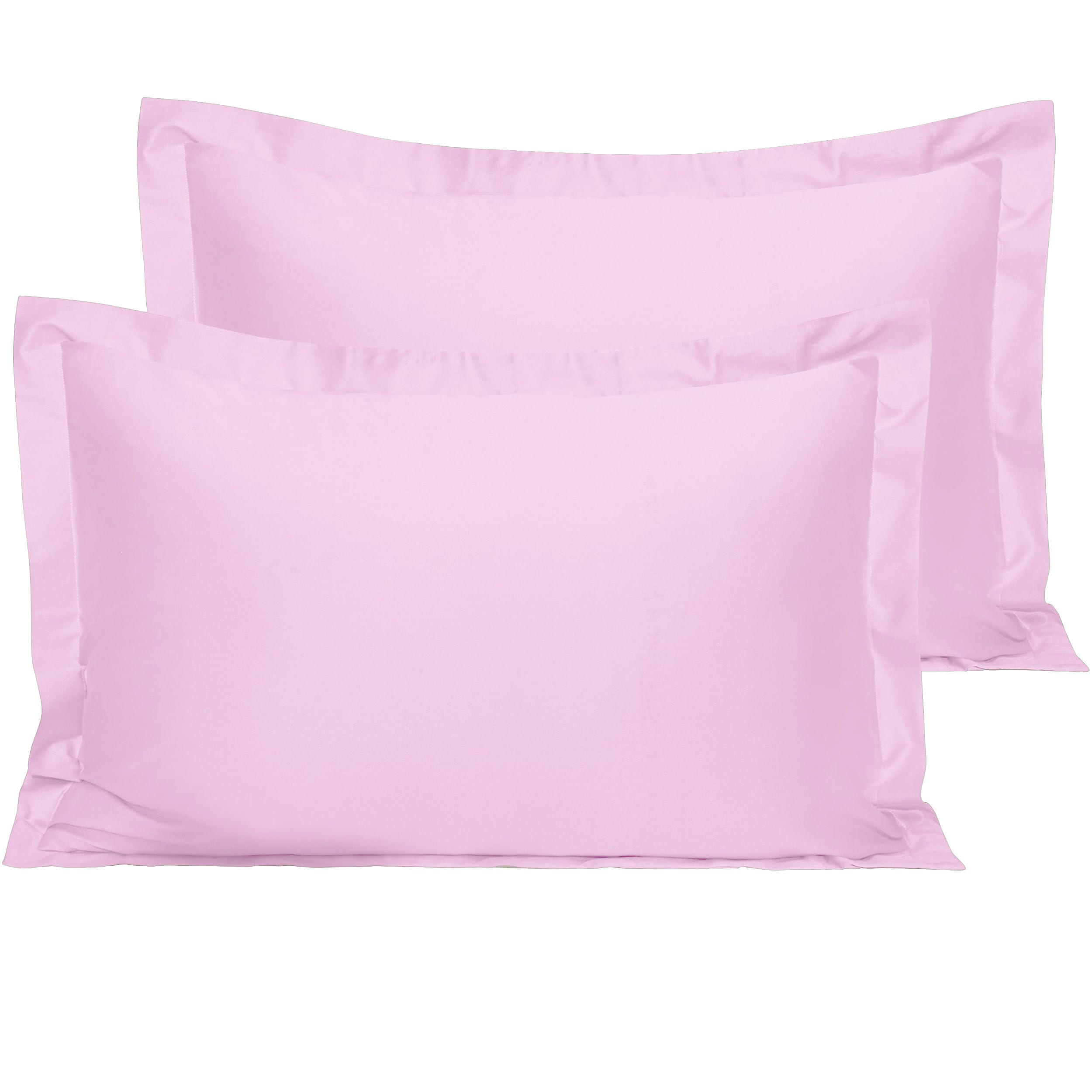 NTBAY 2 Pack 500 Thread Count 100% Egyptian Cotton Oxford Pillowcases, Super Soft and Breathable Euro Standard Pillow Cases | Hotel Quality Pillow Shams, 50x75 cm, Pink