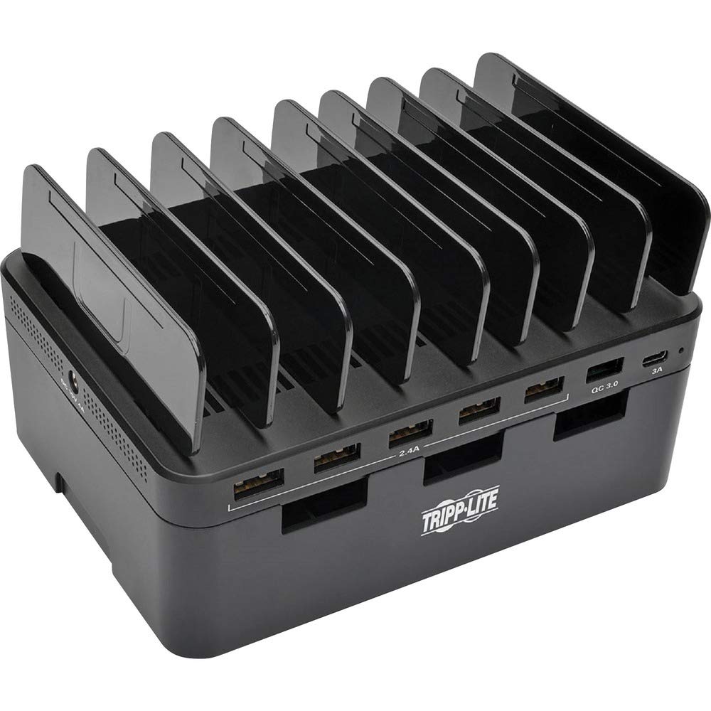 Tripp Lite 7-Port USB Charging Station Hub Quick Charge 3.0, USB-C, Storage, 6.6" x 4.9" x 2.6" (U280-007-CQC-ST)