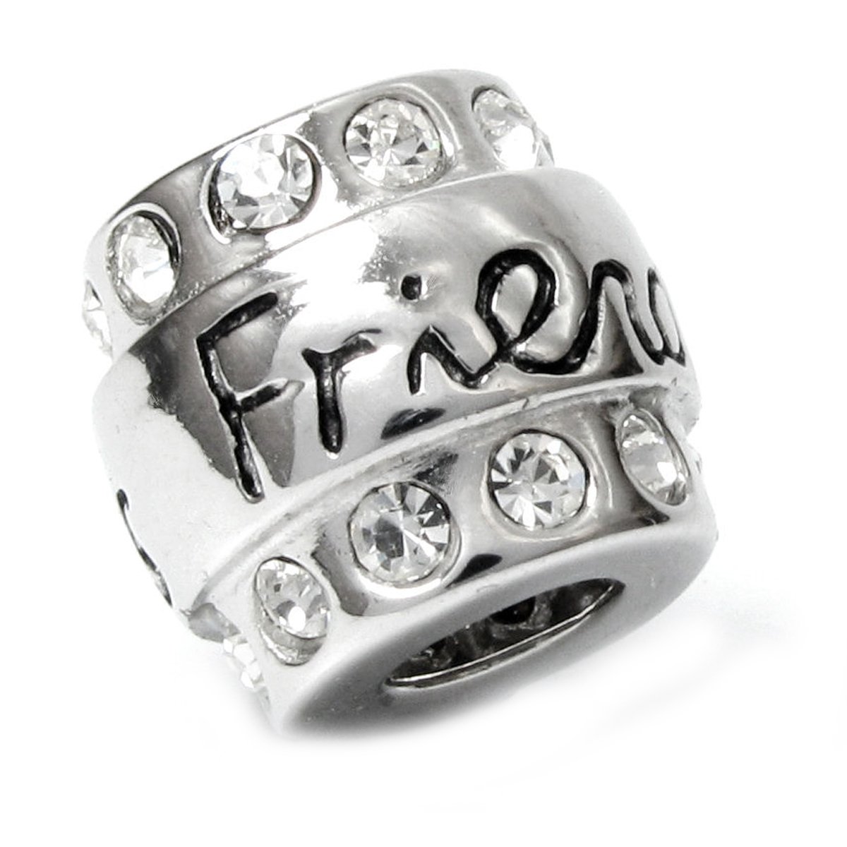 Queenberry Sterling Silver Friends Cubic Zirconia CZ Crystal Bead For European Charm Bracelets