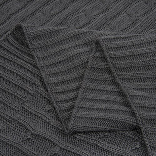 image for Cable Knit Throw Blanket, Ataya Acrylic Soft Cozy Snuggle TV Blanket,A