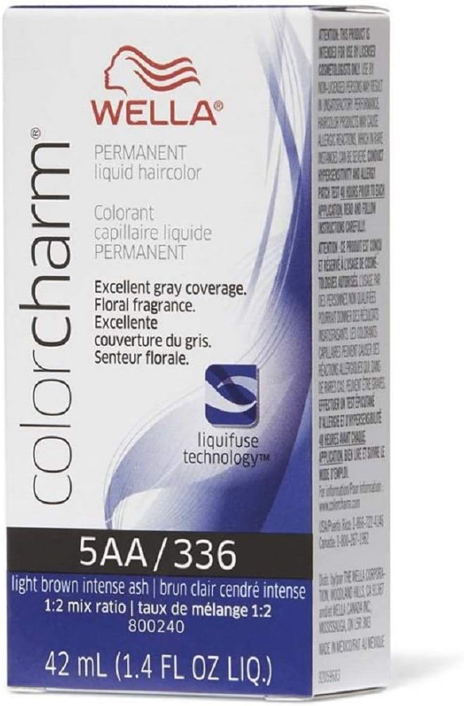 Color Charm Permanent Liquid Hair Color 5AA Light Brown Intense Ash, 1.4 oz (42 ml)