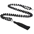 BALIBALI 108 Mala Beads Necklace Semi-Precious Gem Stones Meditation Necklace 108 Hand Knotted Japa Mala Beaded Tassel Necklace with Tree of Life Pendant