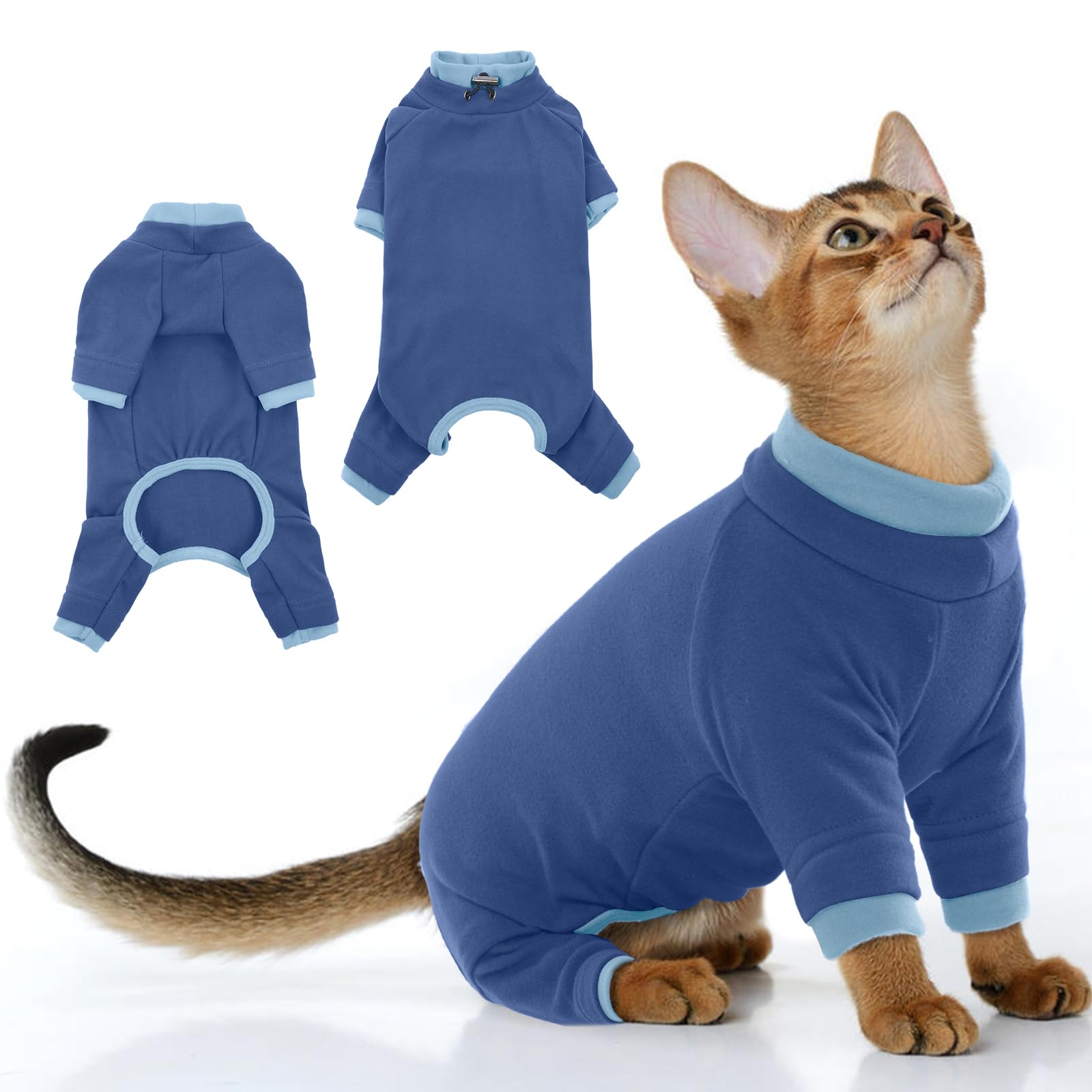 Photo 1 of PUMYPOREITY Cat Hair Sticky Shirt – Breathable & Lightweight, Reduces Shedding Fur Pajamas, Prevents Licking Wounds After Surgery, Blue, M