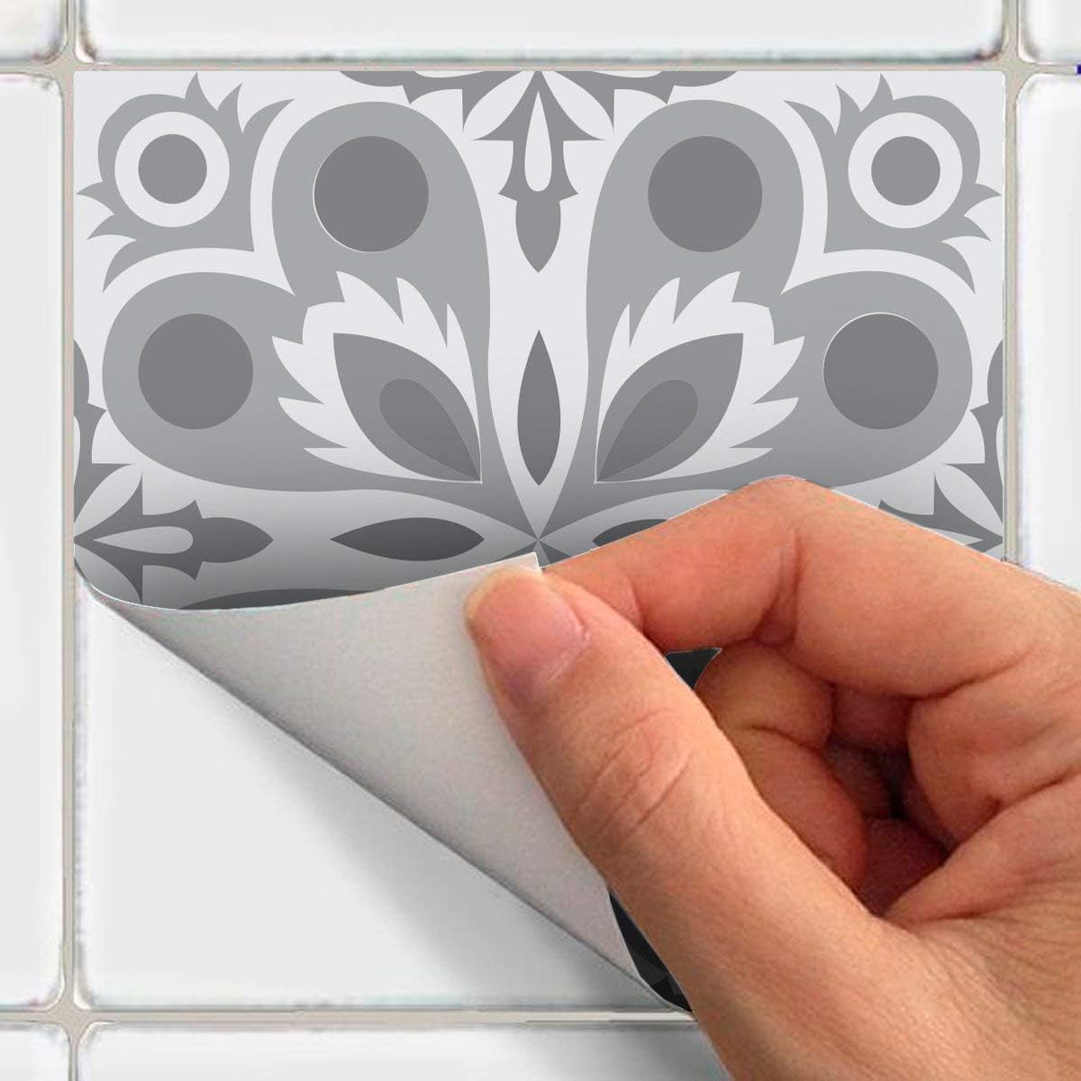 Ambiance Sticker Self-Adhesive Decorative Wall Decal Cement Tile for Bathroom and Kitchen Nuances de Gris Torino - Image 5